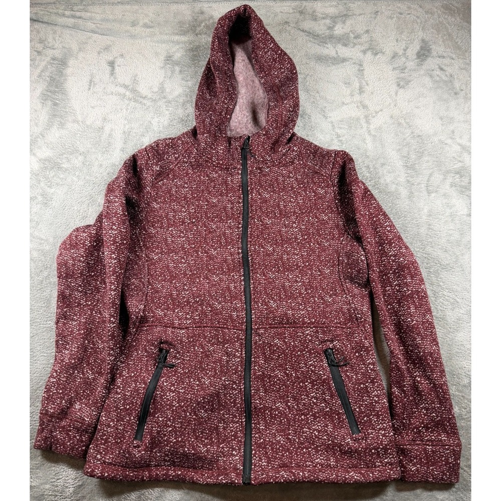 Iceburg Outerwear Fleece Zip Hoodie Jacket Mens L Maroon Speckled Full Zip